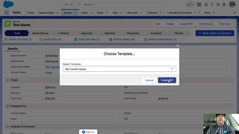 Quick Start using Salesforce Quote Templates .